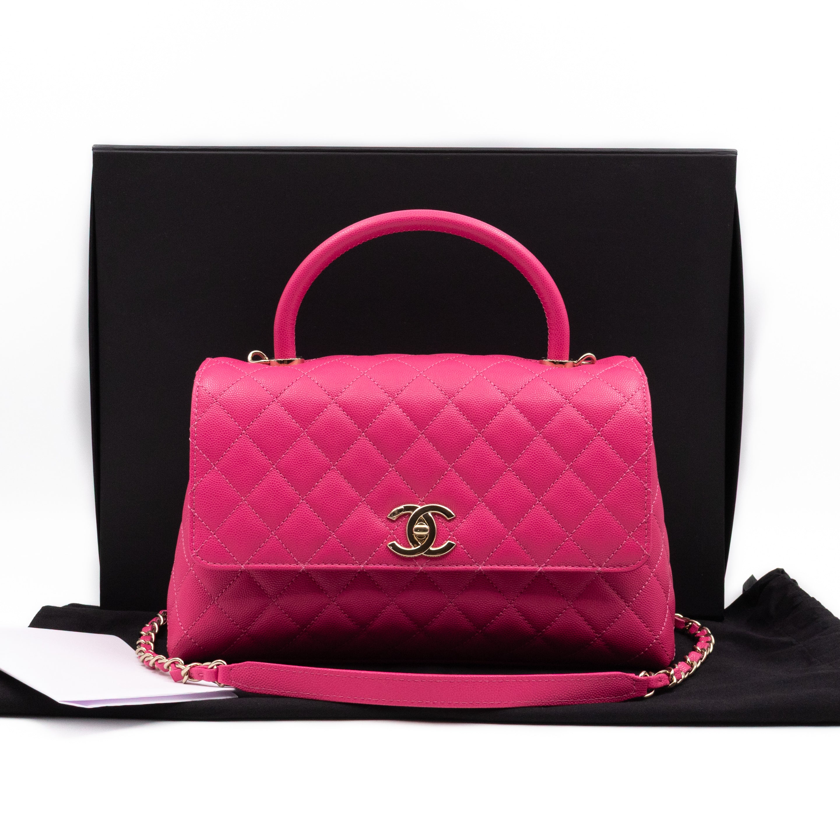 Coco Handle Pink Caviar Leather
