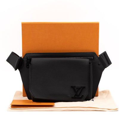 LV Aerogram Takeoff Sling Bag Black Leather