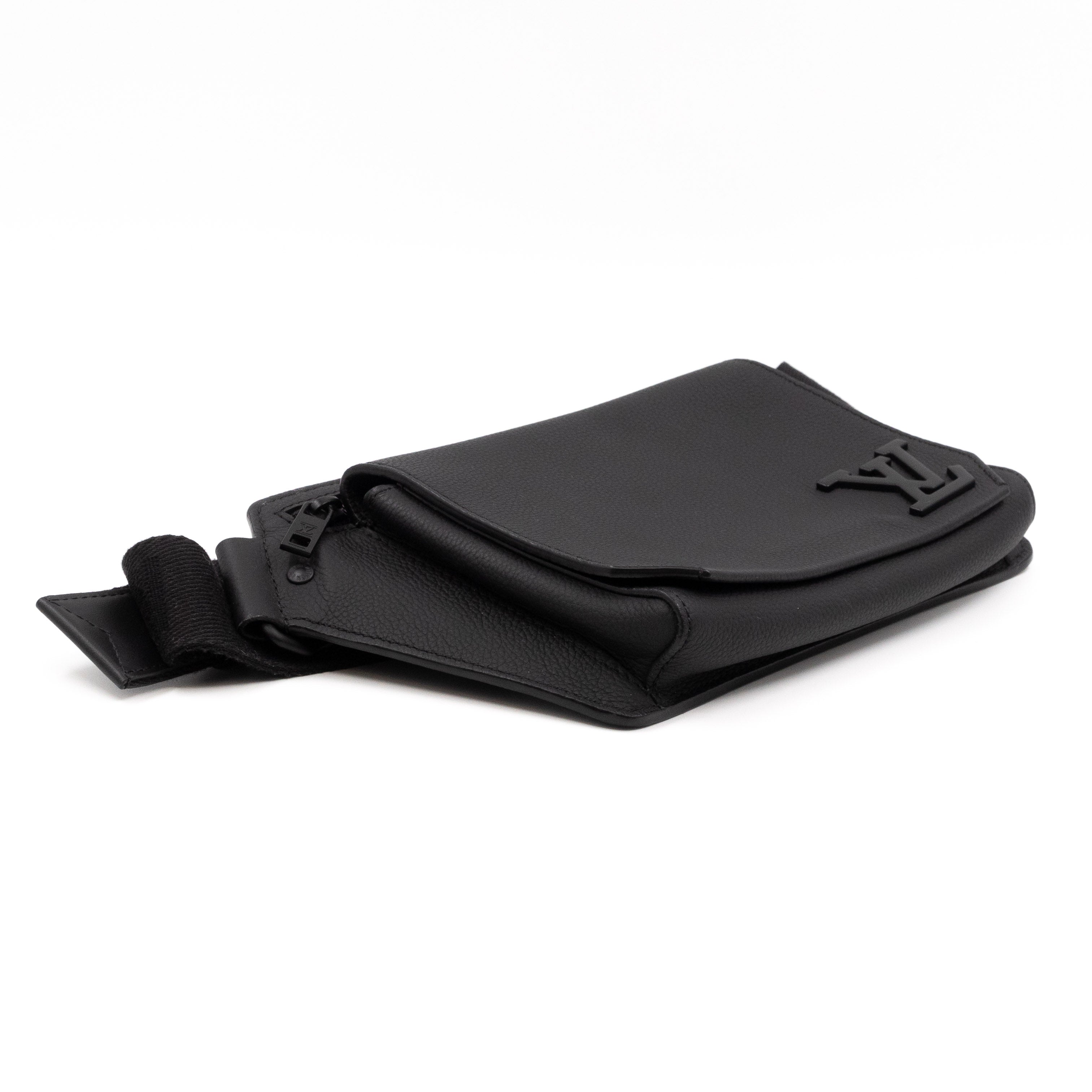 LV Aerogram Takeoff Sling Bag Black Leather