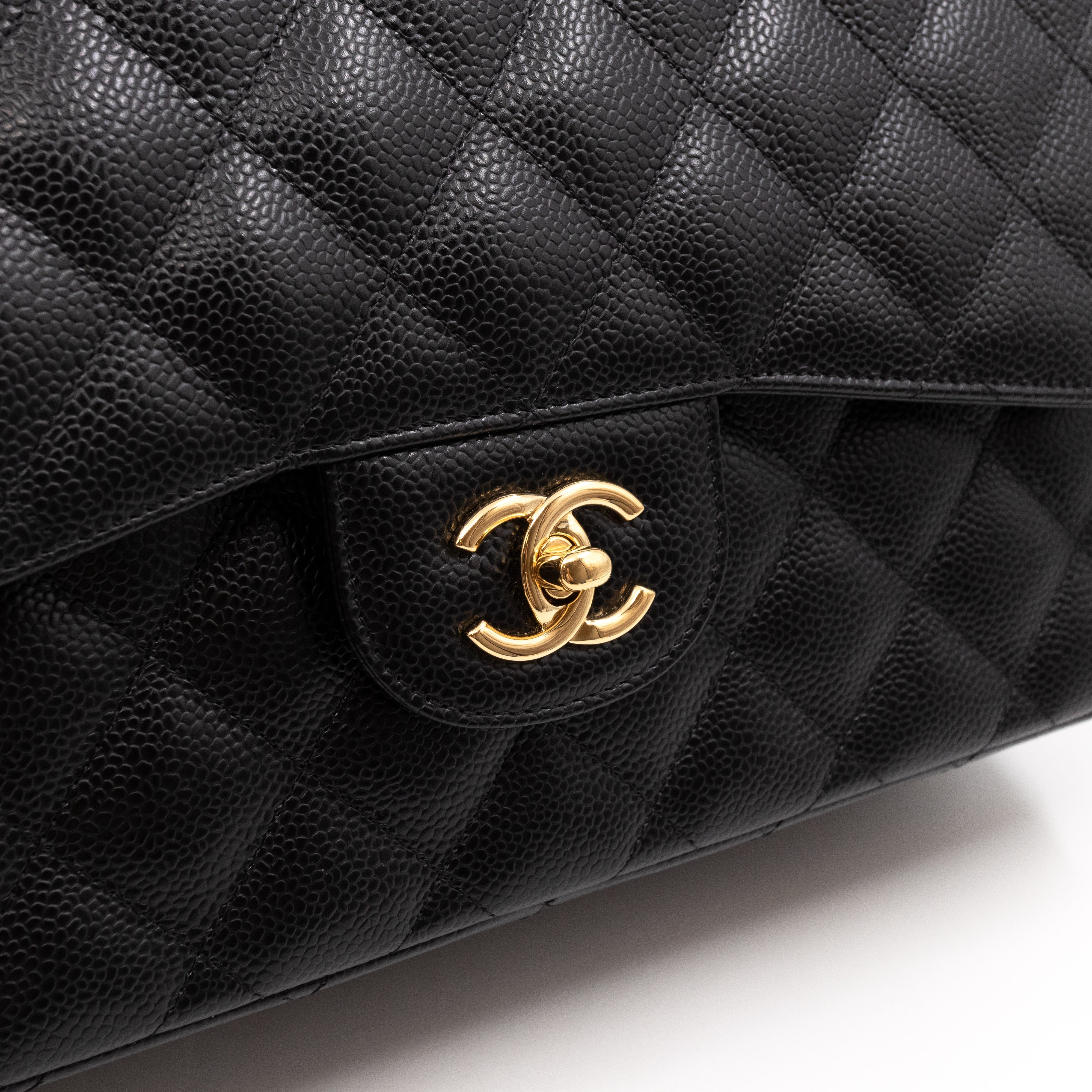 Chanel jumbo black on sale caviar gold hardware