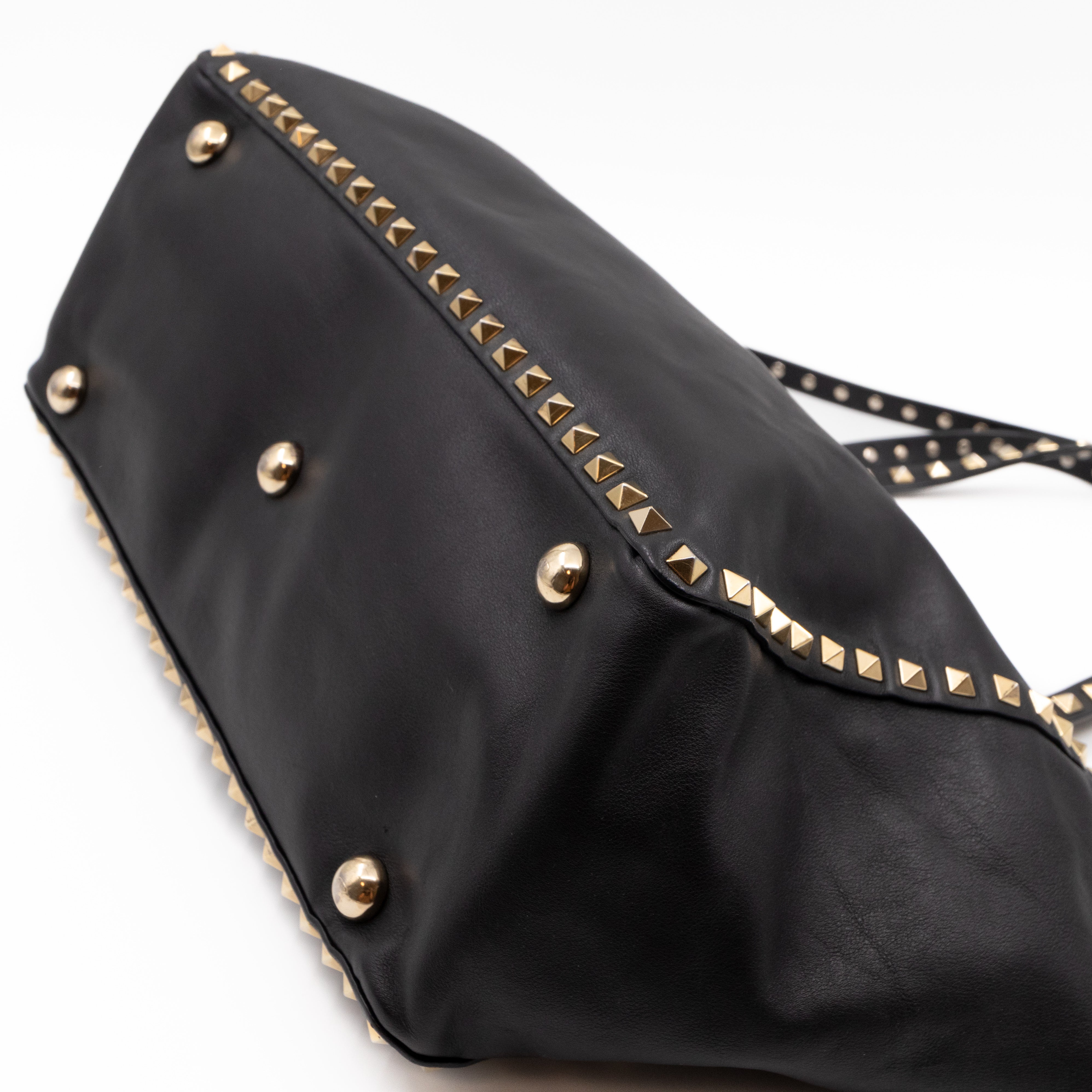 Rockstud Trapeze Tote Black Leather