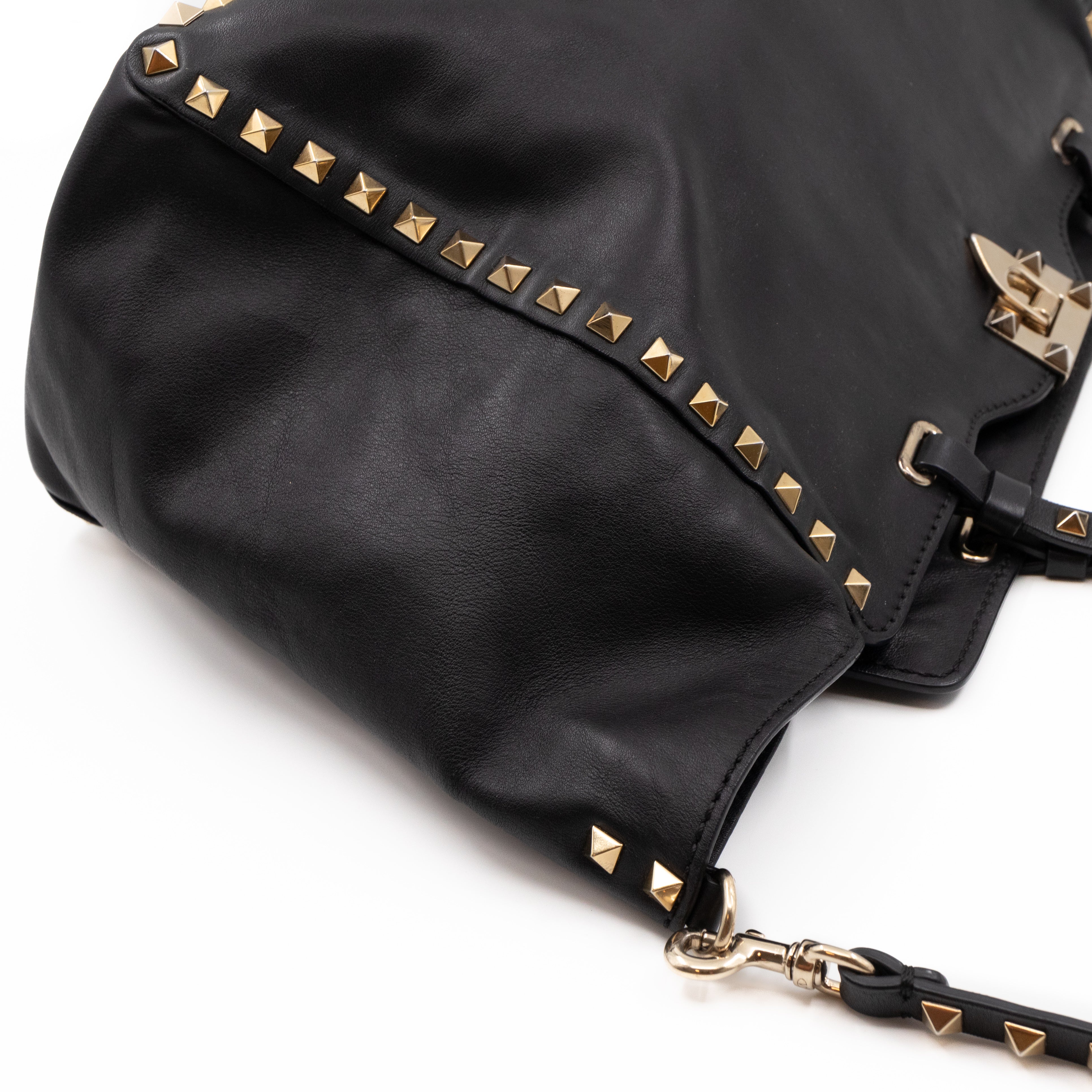 Rockstud Trapeze Tote Black Leather