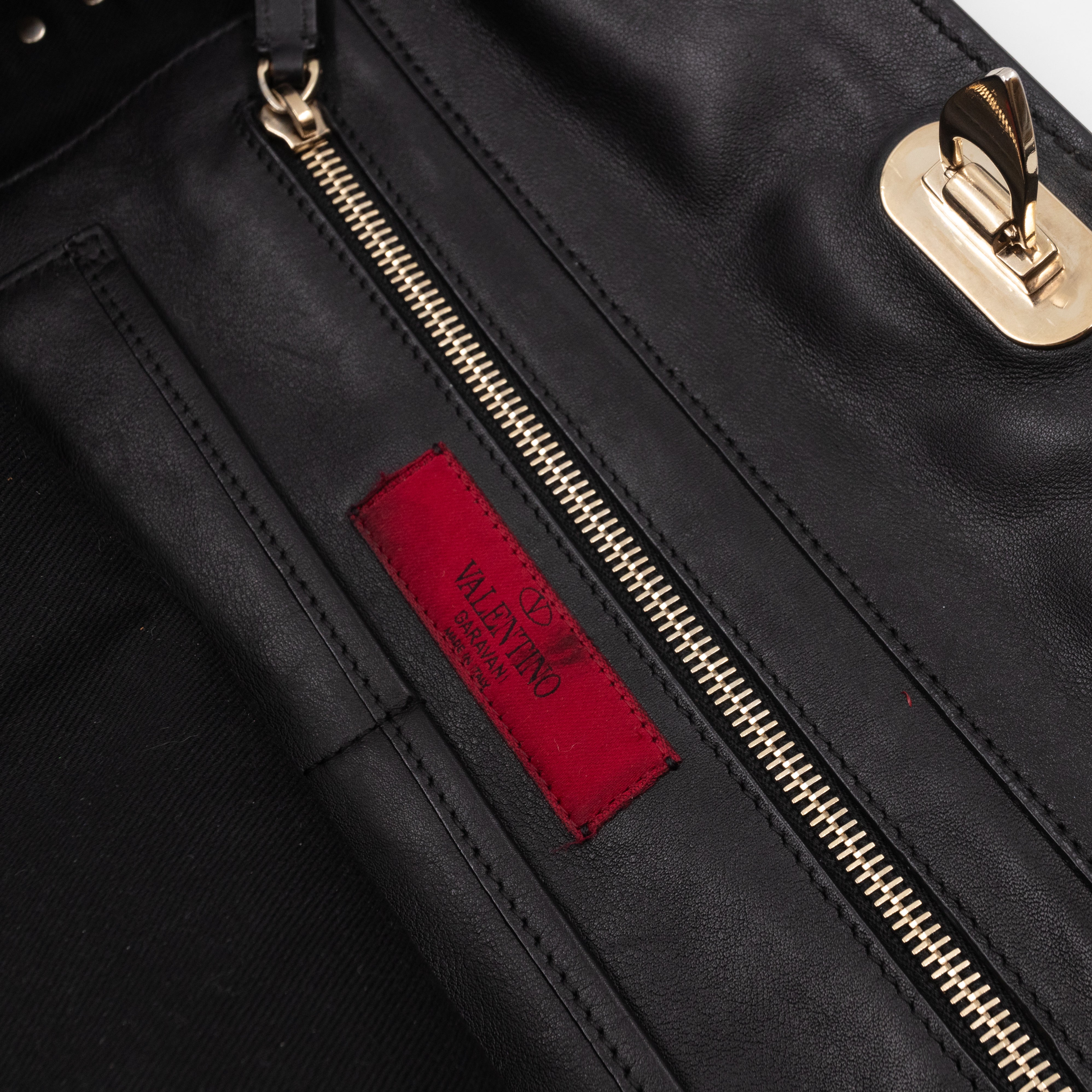 Rockstud Trapeze Tote Black Leather