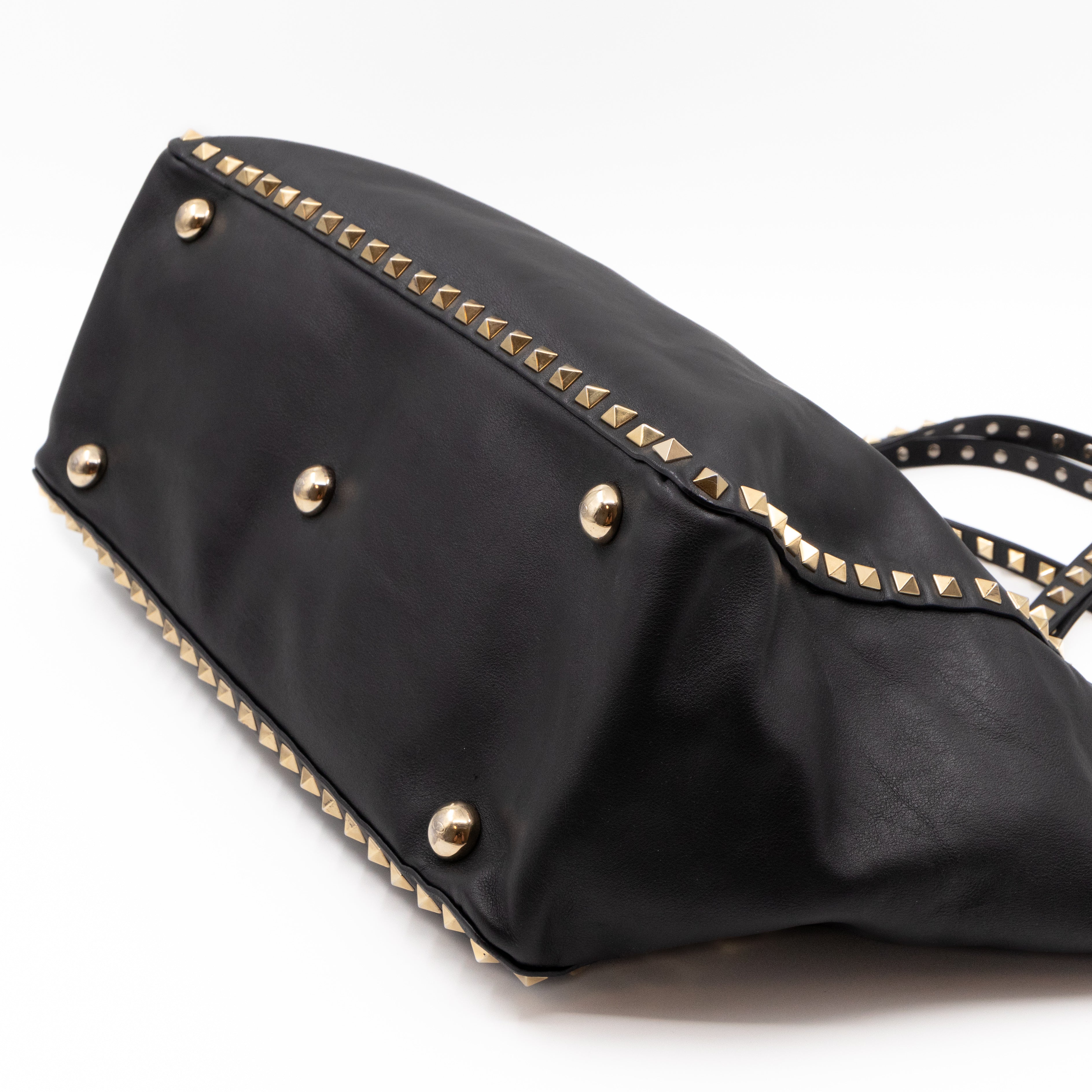 Rockstud Trapeze Tote Black Leather