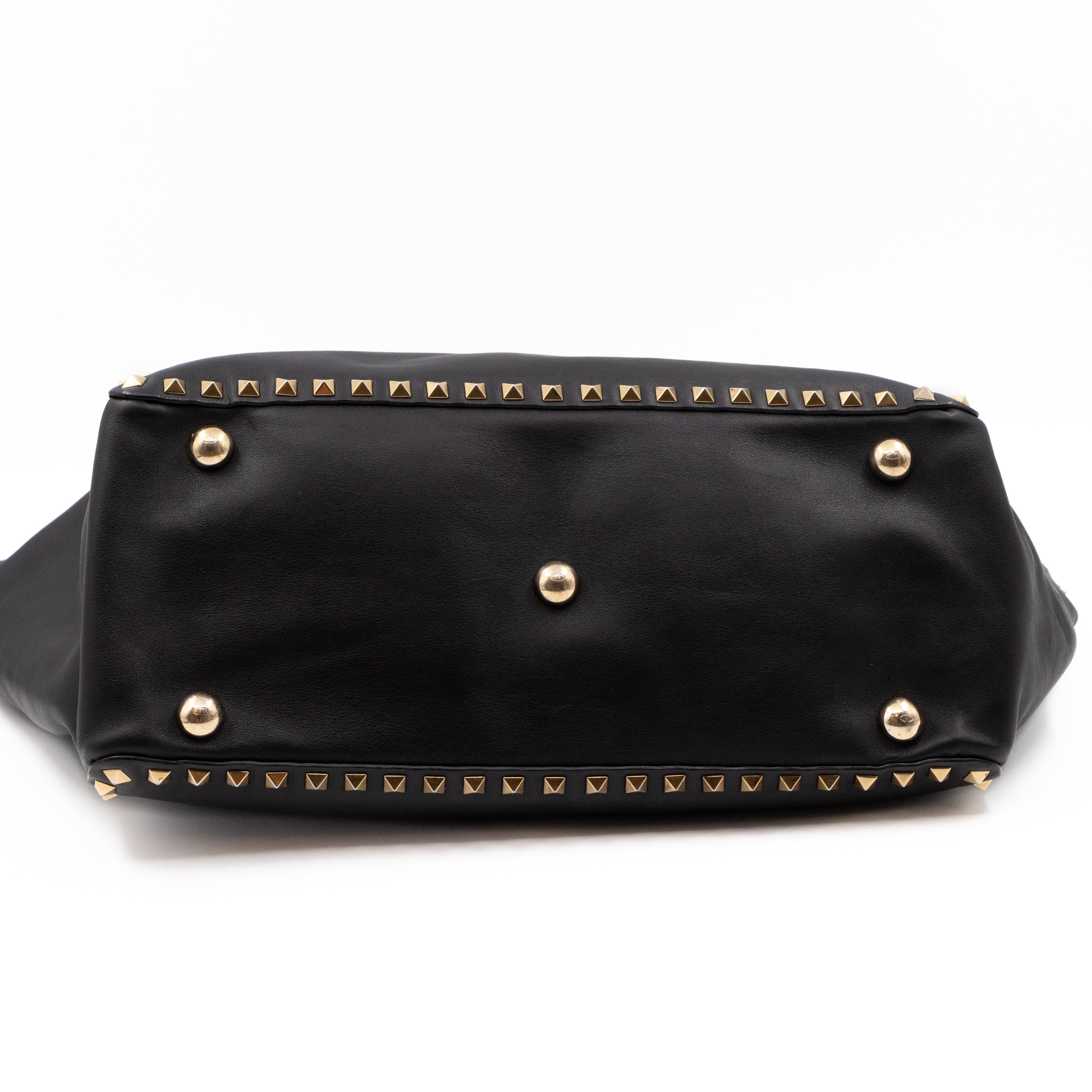 Rockstud Trapeze Tote Black Leather