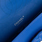 Classic Double Flap Jumbo Blue Chevron Caviar Silver