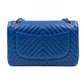 Classic Double Flap Jumbo Blue Chevron Caviar Silver