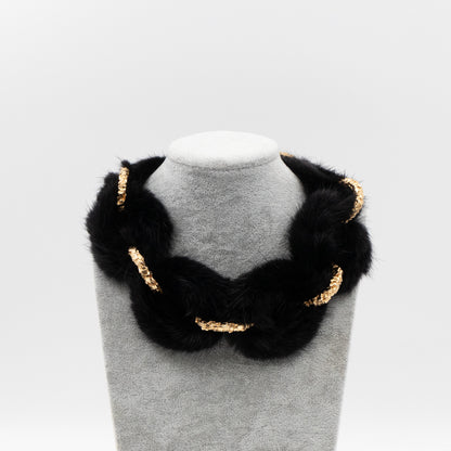 Link Ava Mink Fur Chain Necklace Black