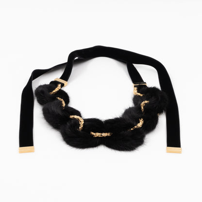 Link Ava Mink Fur Chain Necklace Black