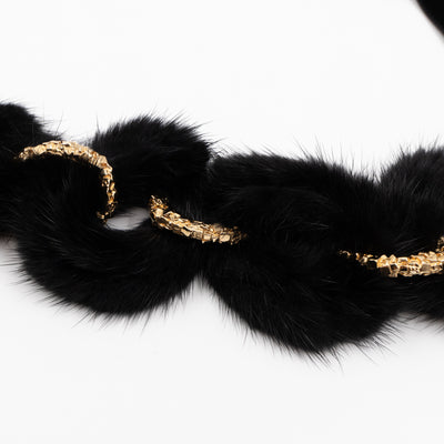 Link Ava Mink Fur Chain Necklace Black