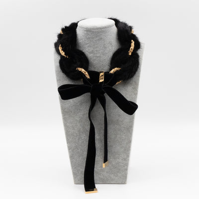 Link Ava Mink Fur Chain Necklace Black