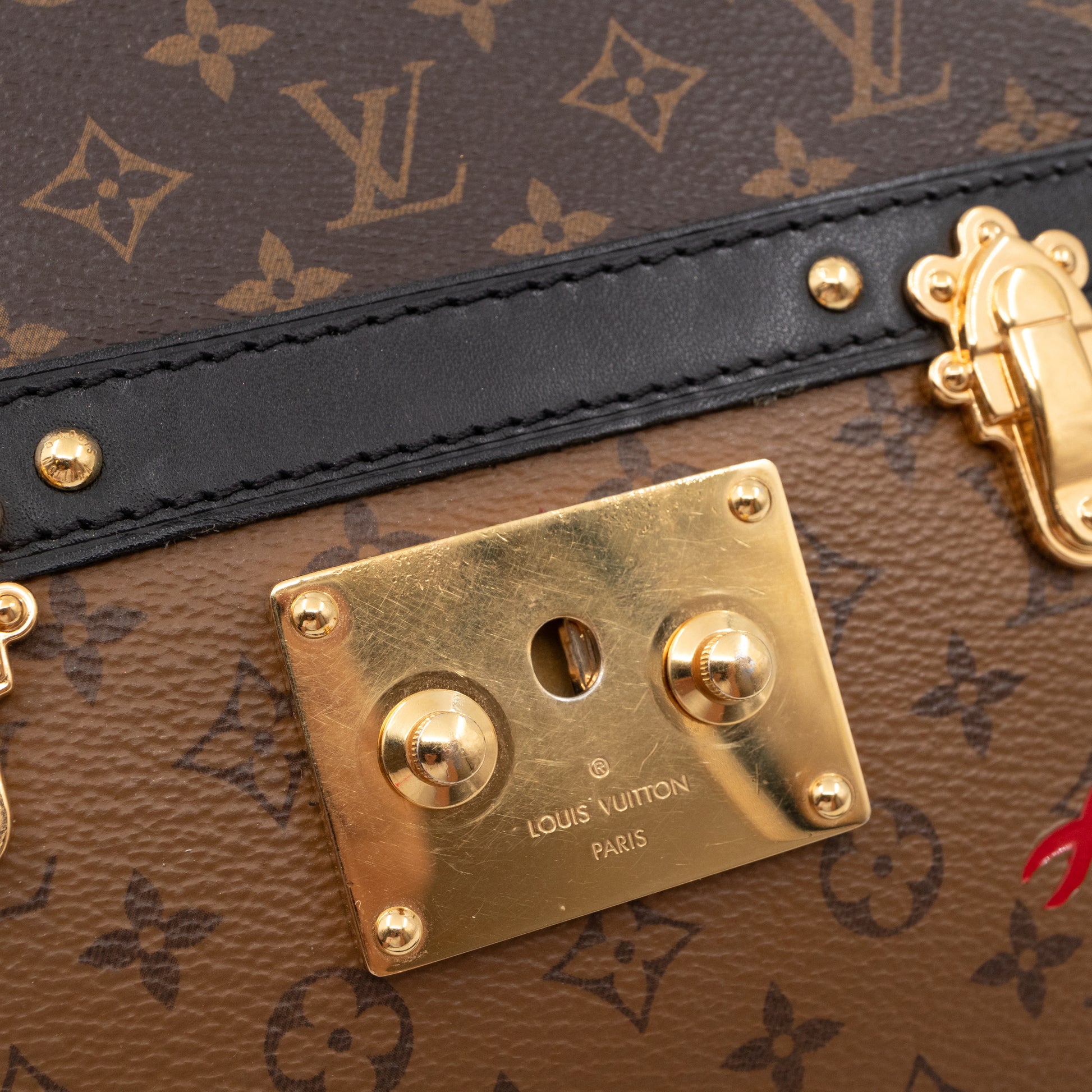 Authentic Louis Vuitton Reverse Monogram Petite Malle Trunk Clutch Handbag