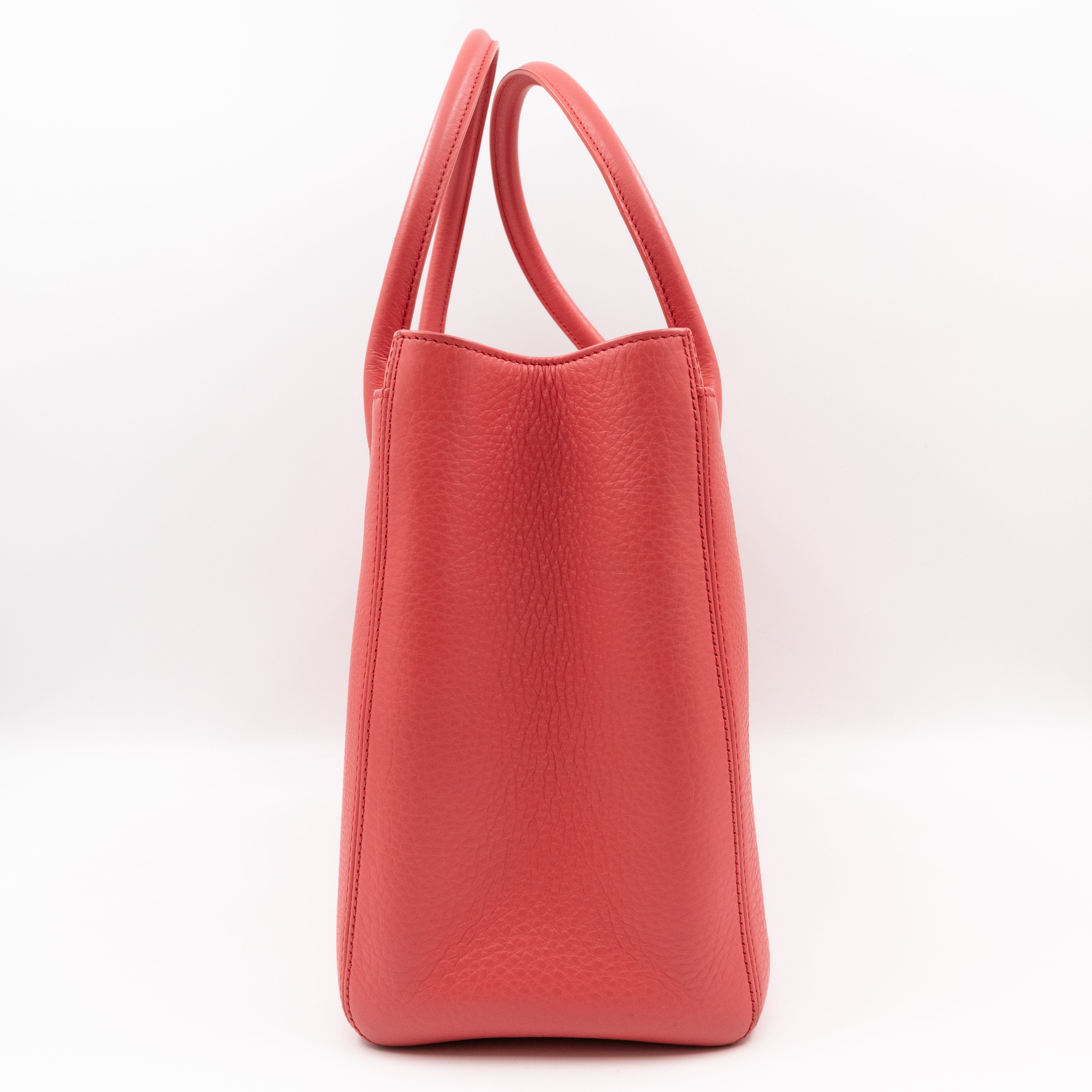 Executive Cerf Tote Coral Pink Leather Silver