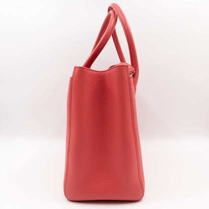 Executive Cerf Tote Coral Pink Leather Silver