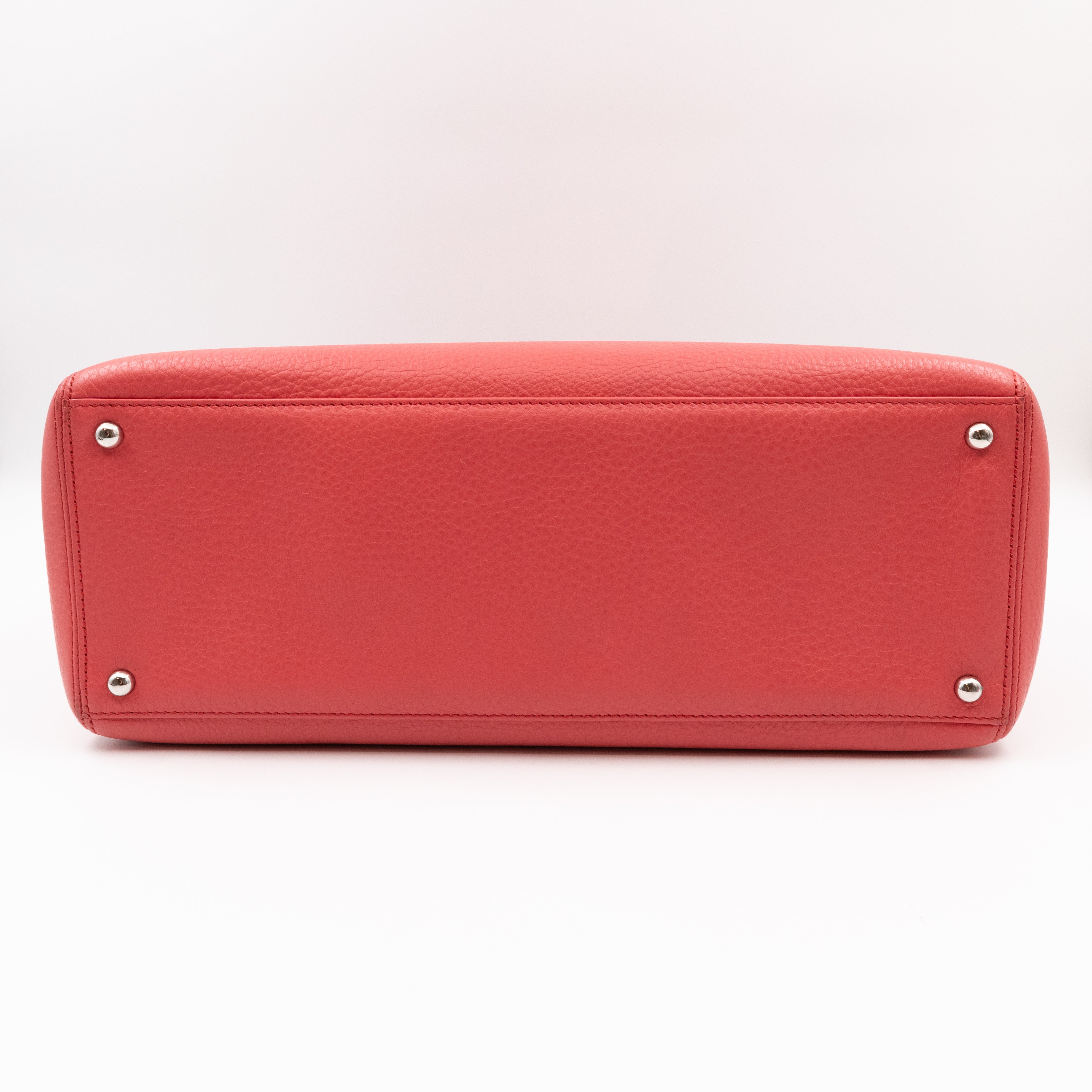 Executive Cerf Tote Coral Pink Leather Silver