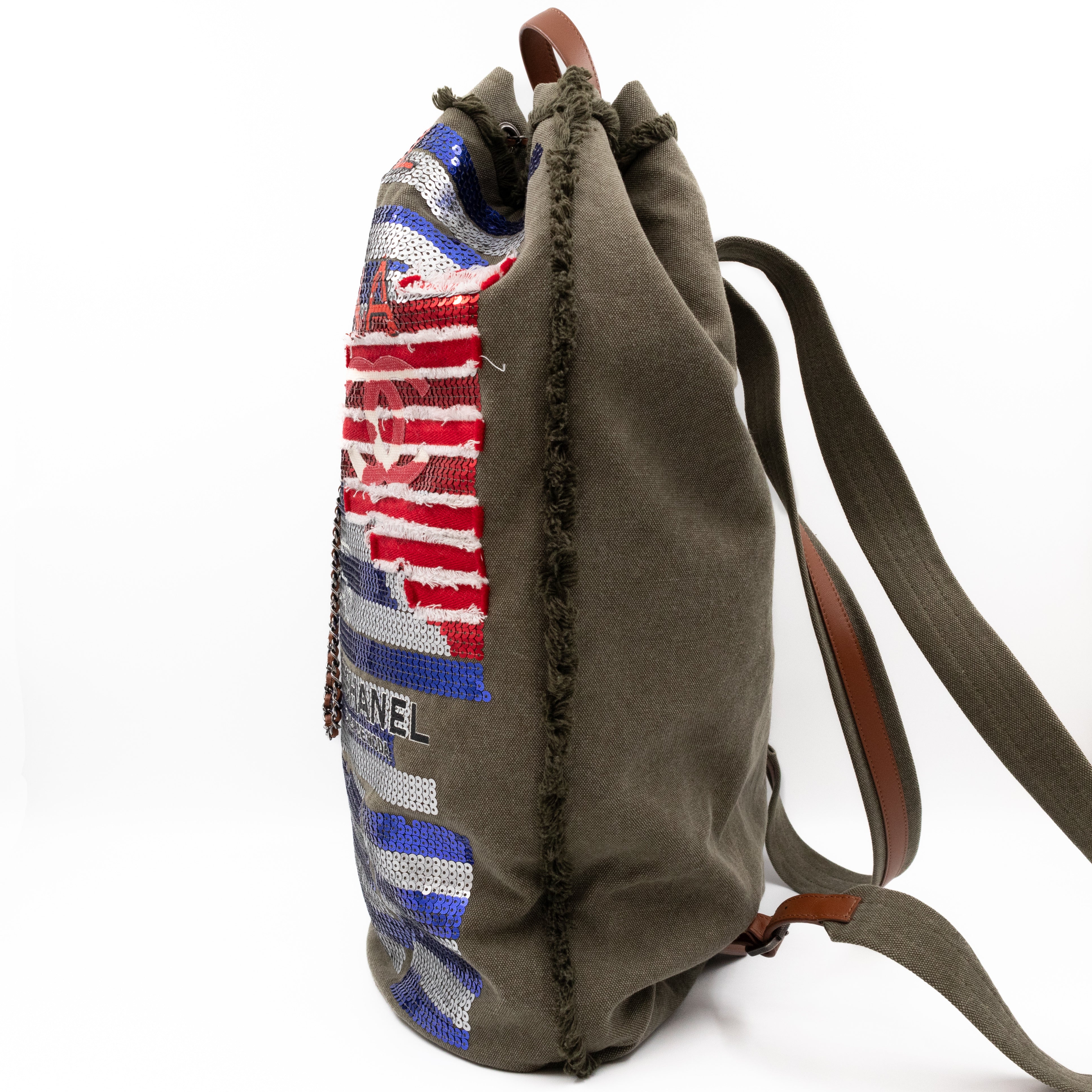Cuba La Habana Backpack Green Sequin Canvas