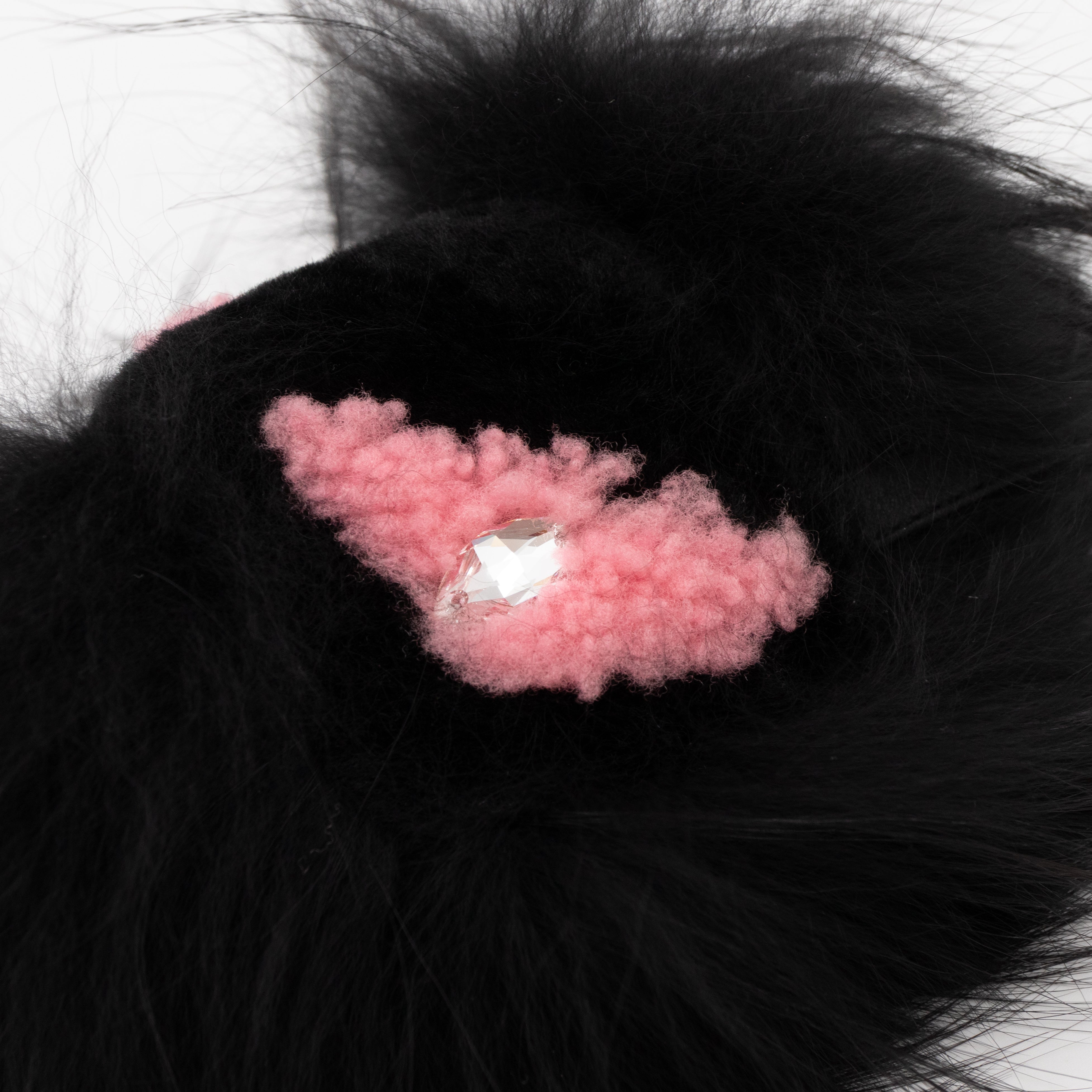 Fox Fur Shearling Crystal Pinky Punky Monster Bag Bug Charm