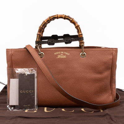 Bamboo Shopper Tote Brown Leather