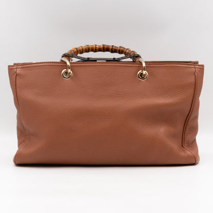 Bamboo Shopper Tote Brown Leather
