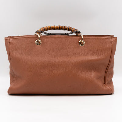Bamboo Shopper Tote Brown Leather