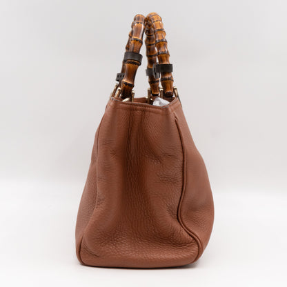 Bamboo Shopper Tote Brown Leather