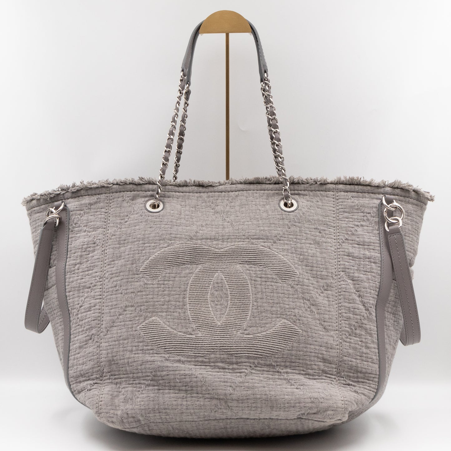 Large Double Face Shopping Tote Grey Fabric