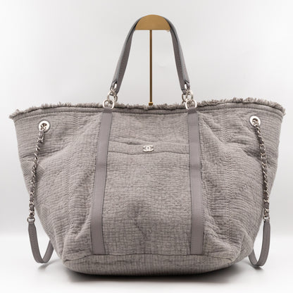 Large Double Face Shopping Tote Grey Fabric