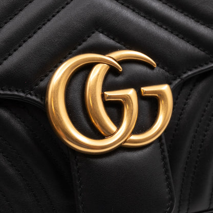 GG Marmont Small Flap Bag Black Matelasse Leather