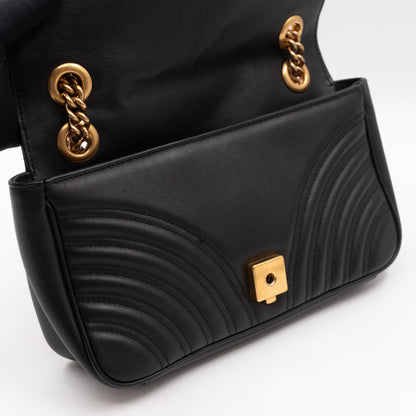 GG Marmont Small Flap Bag Black Matelasse Leather