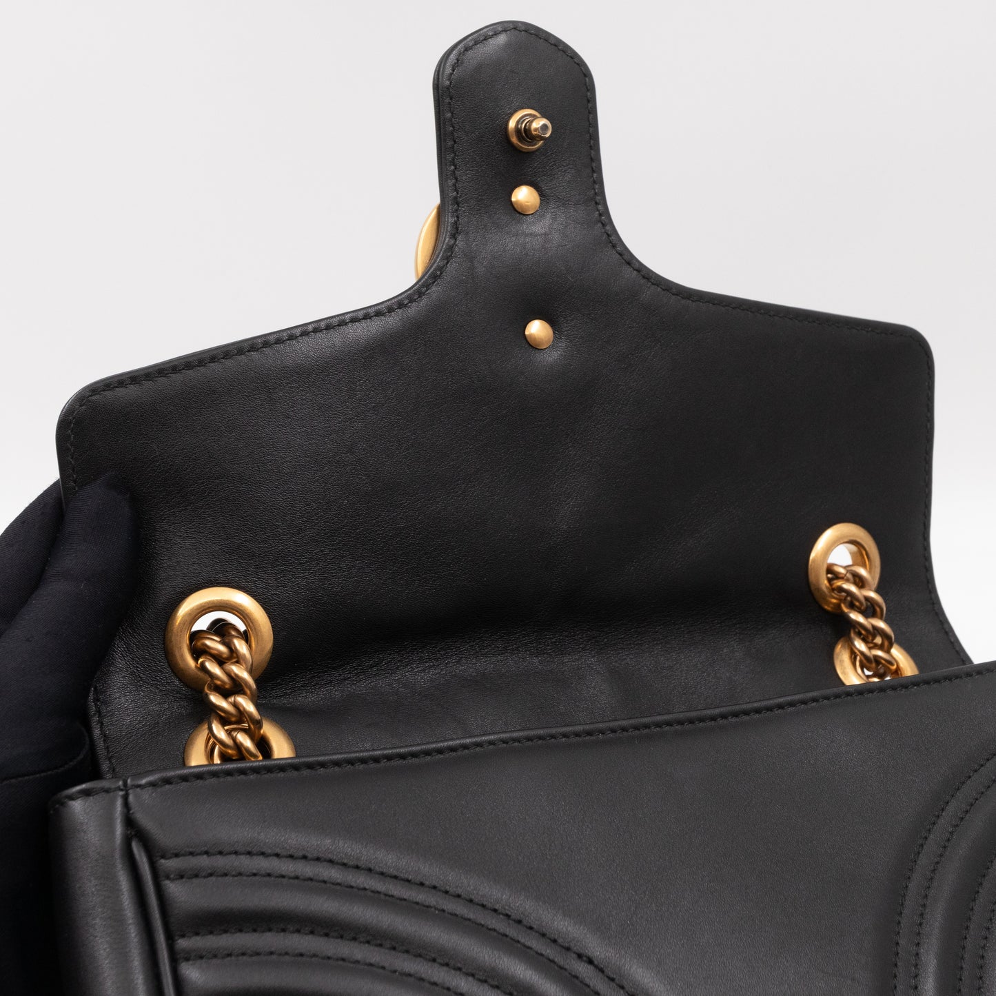 GG Marmont Small Flap Bag Black Matelasse Leather