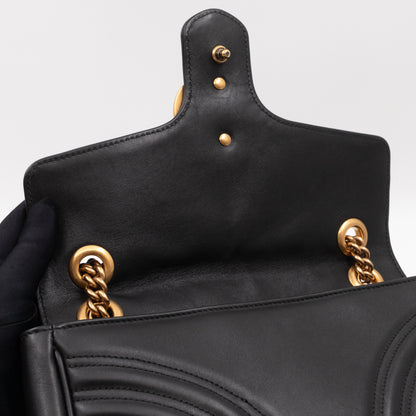 GG Marmont Small Flap Bag Black Matelasse Leather