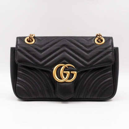 GG Marmont Small Flap Bag Black Matelasse Leather