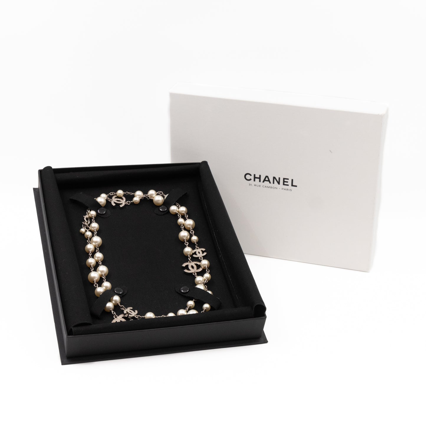 Pearl CC Crystal Long Necklace