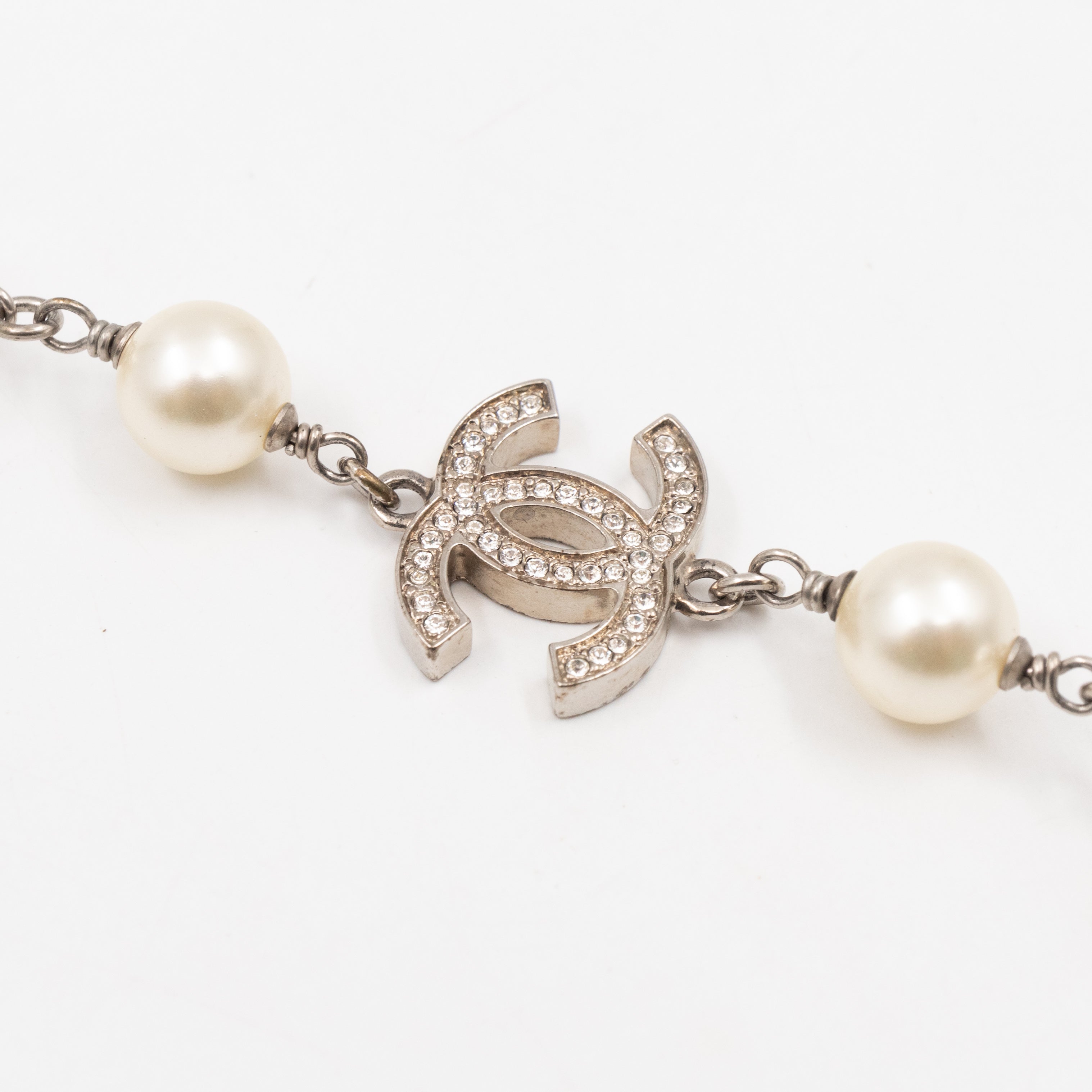 Pearl CC Crystal Long Necklace