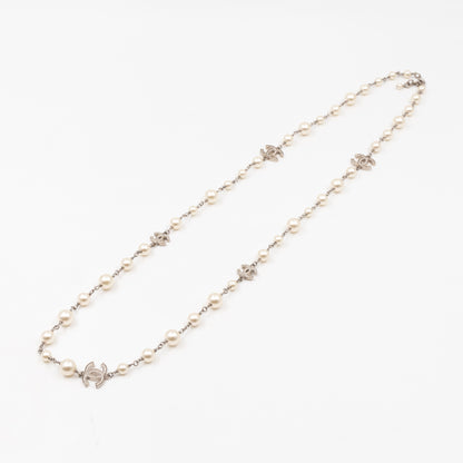 Pearl CC Crystal Long Necklace