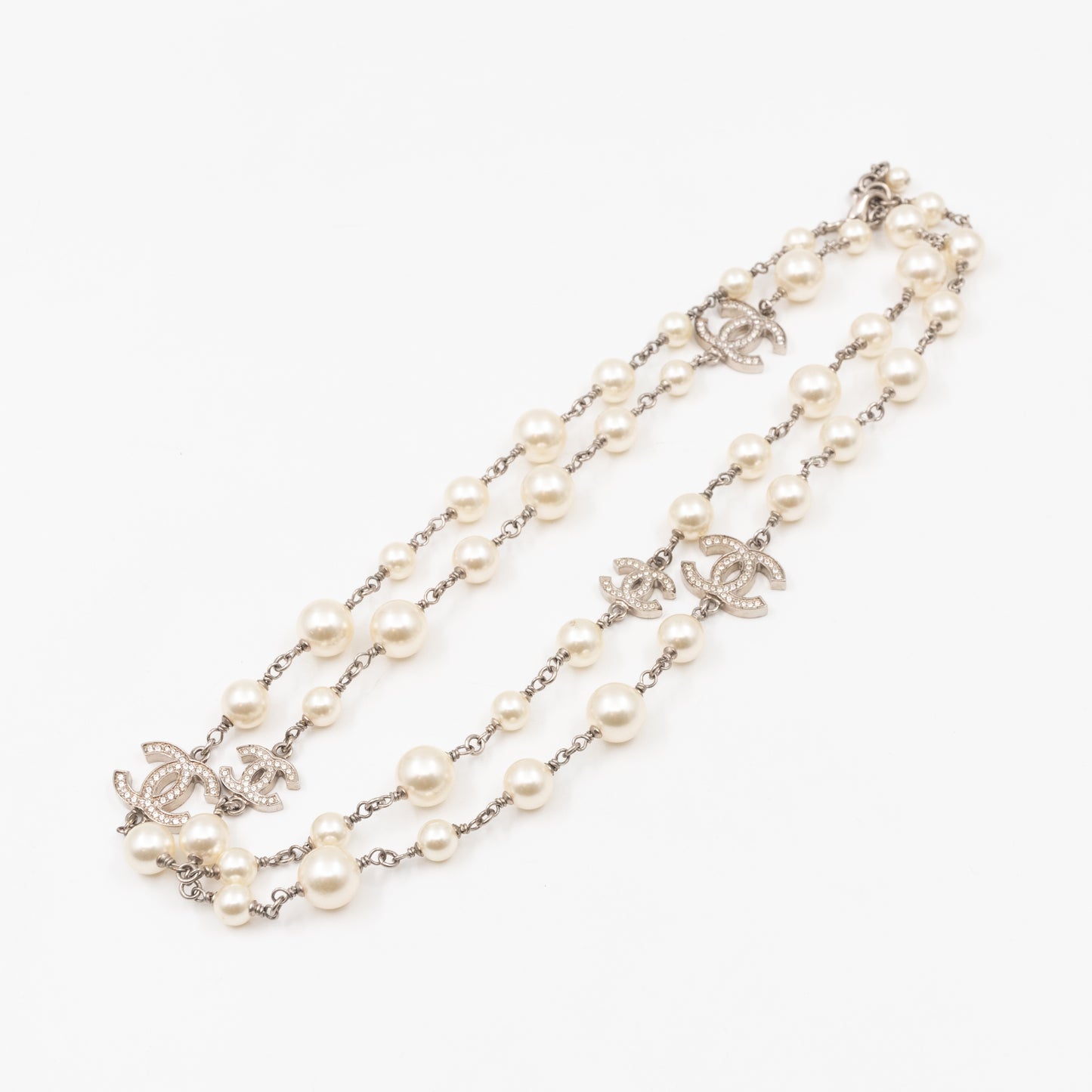 Pearl CC Crystal Long Necklace