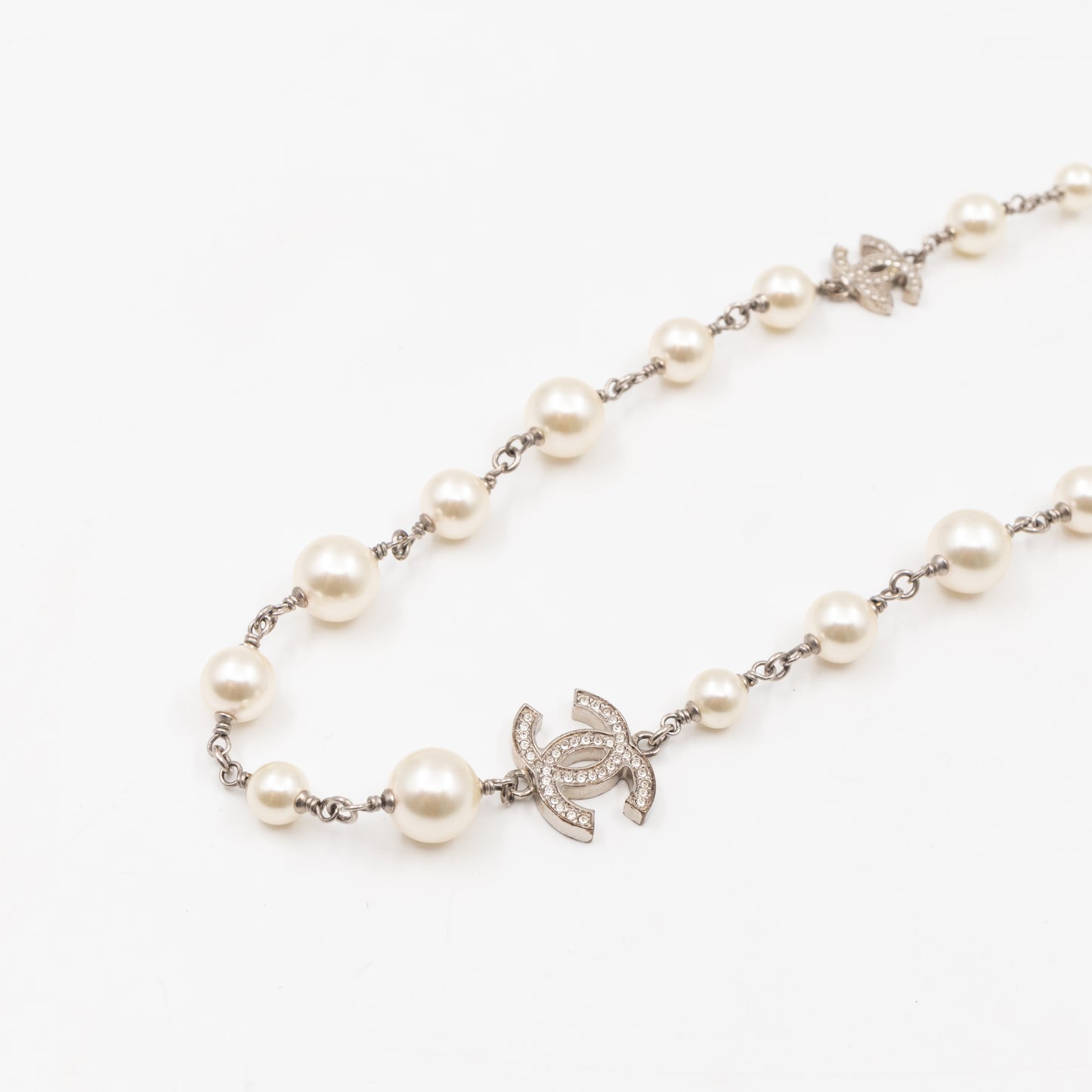 Pearl CC Crystal Long Necklace