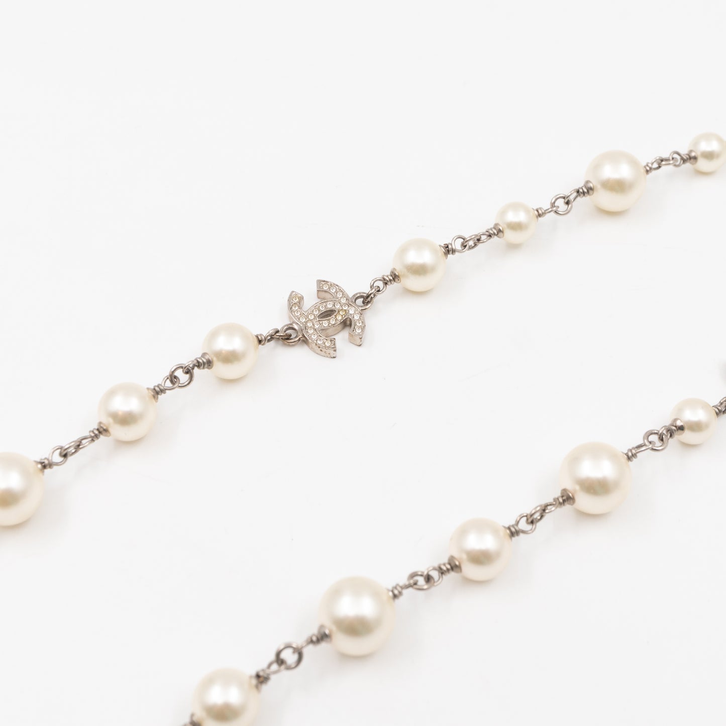 Pearl CC Crystal Long Necklace