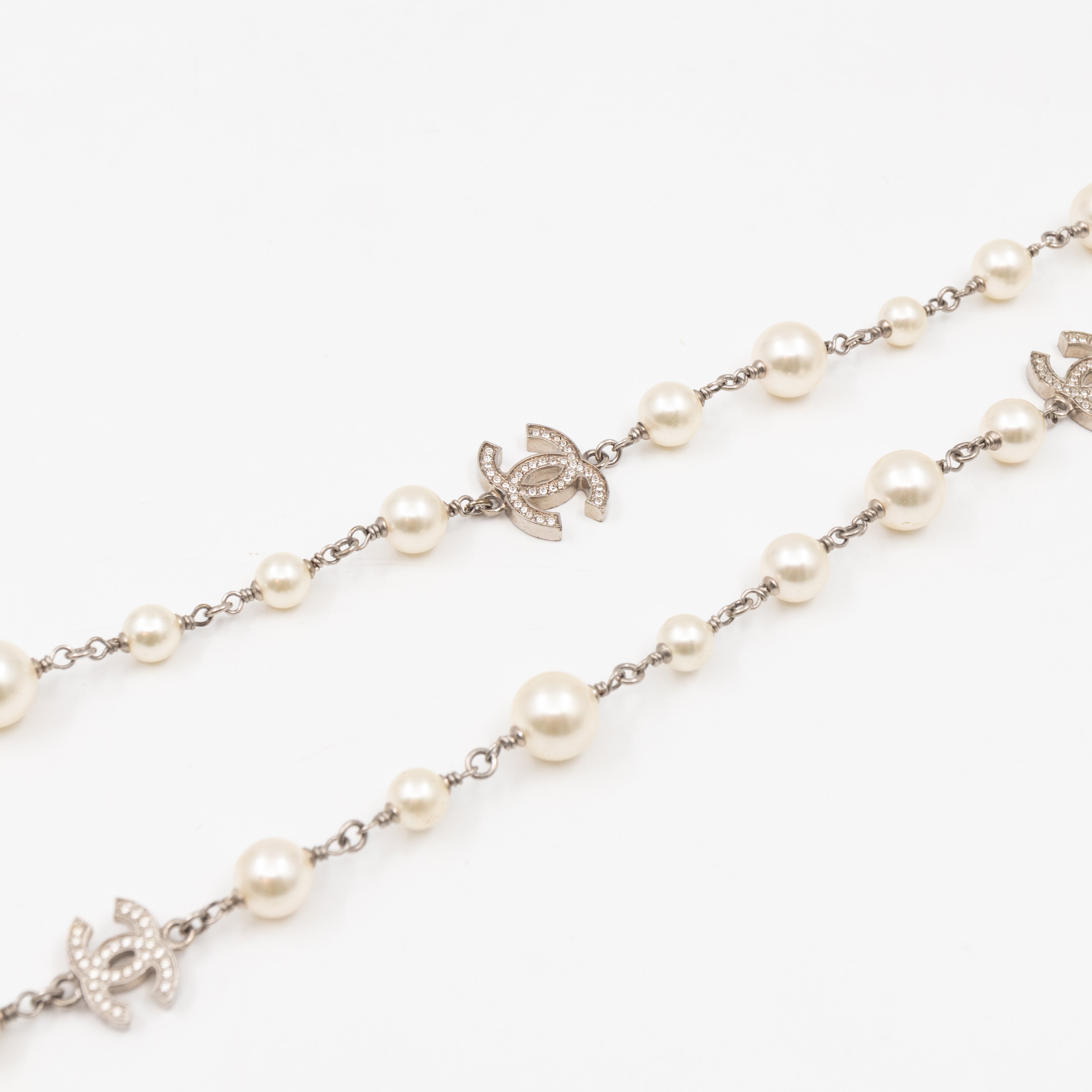 Pearl CC Crystal Long Necklace
