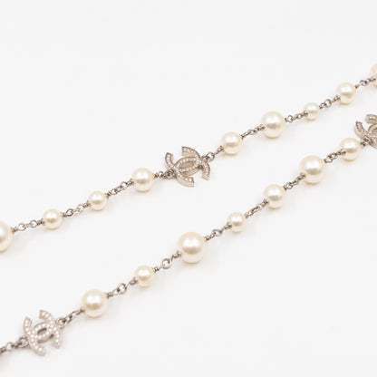 Pearl CC Crystal Long Necklace