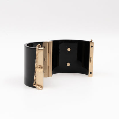 CC Cuff Bracelet with Chain Black and Gold