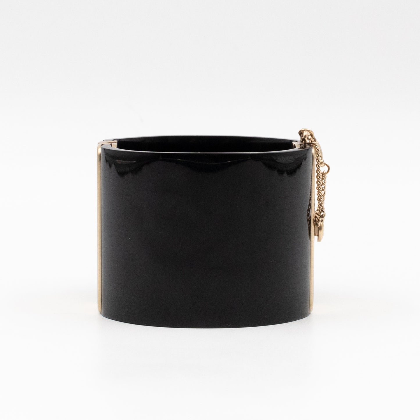 CC Cuff Bracelet with Chain Black and Gold