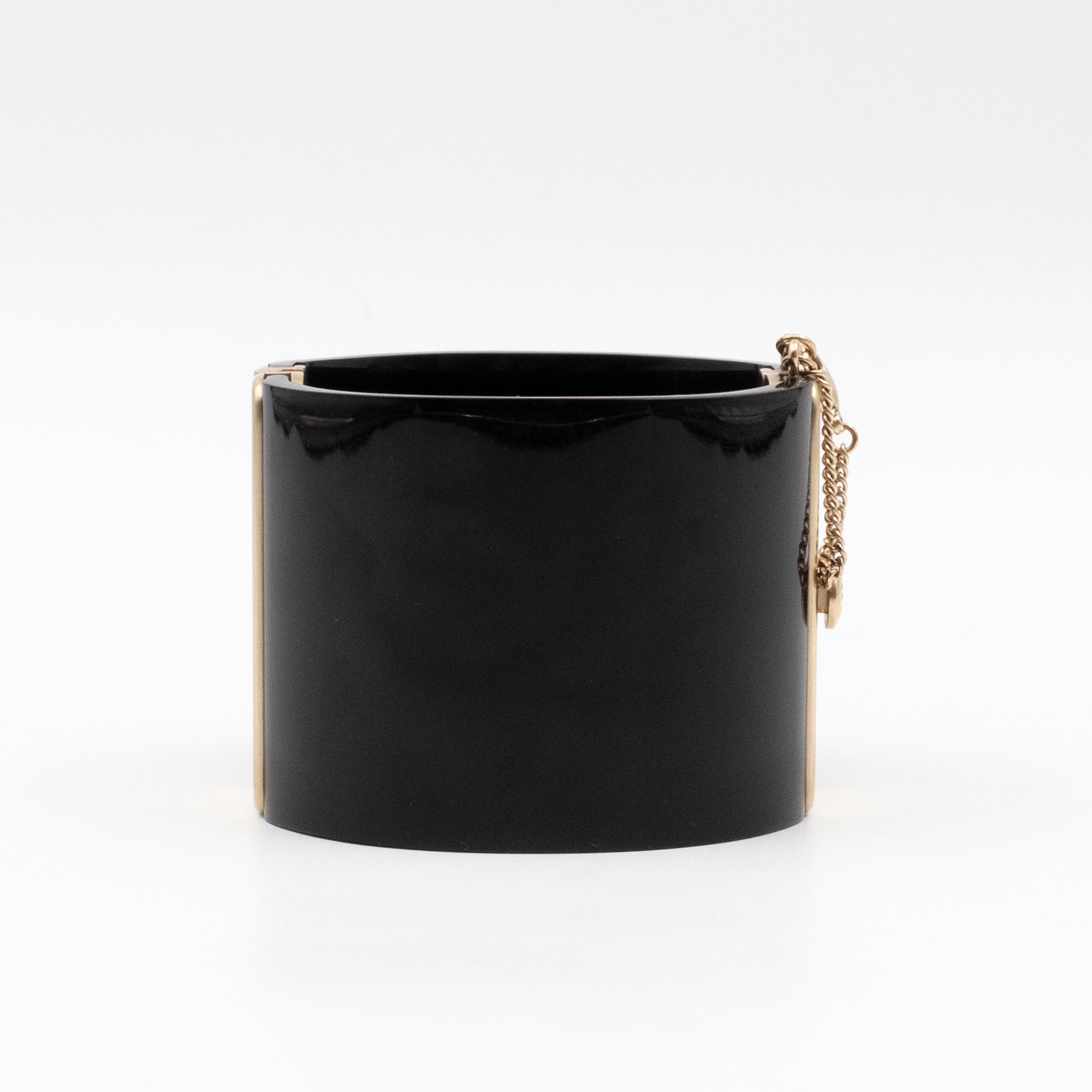 CC Cuff Bracelet with Chain Black and Gold