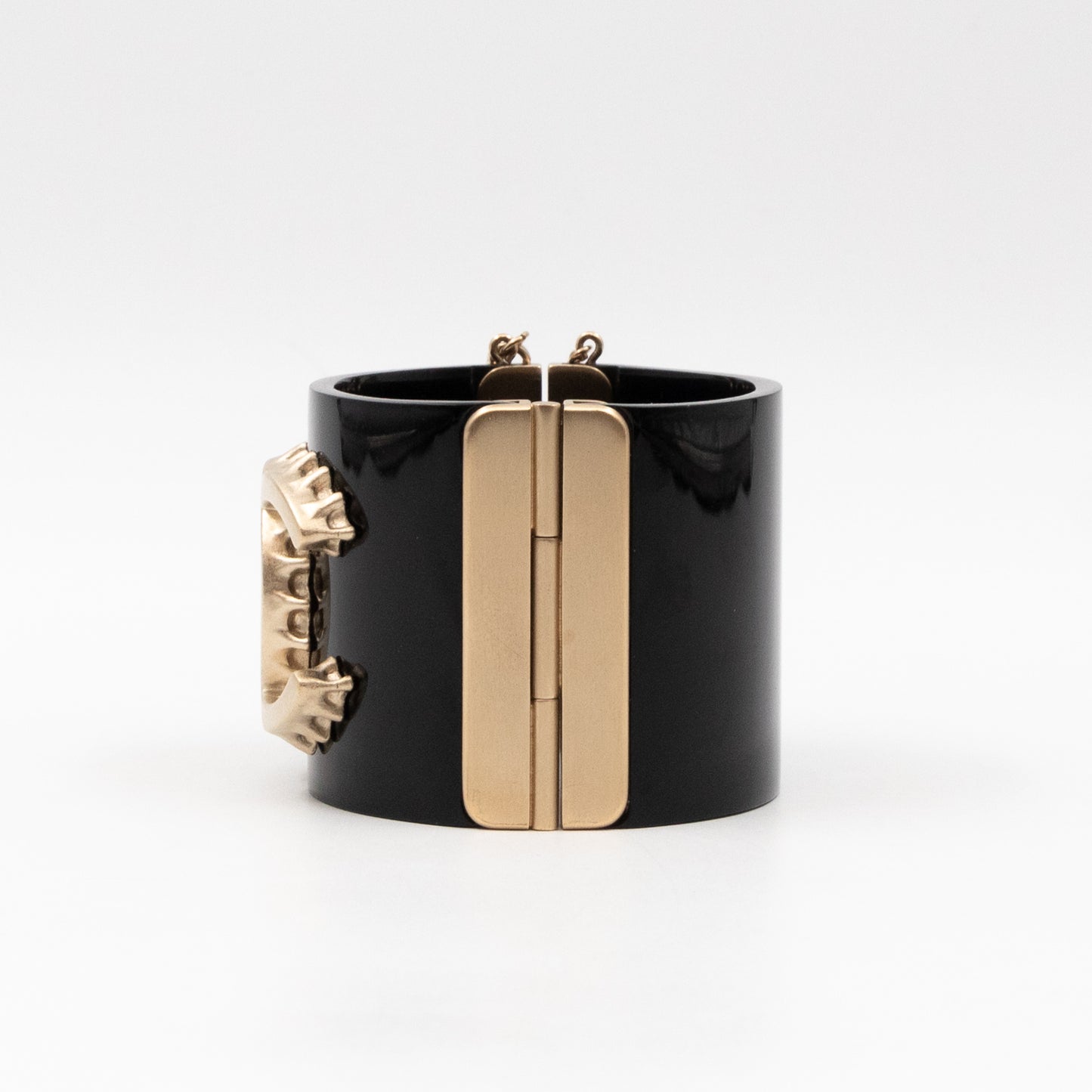 CC Cuff Bracelet with Chain Black and Gold