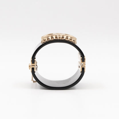 CC Cuff Bracelet with Chain Black and Gold