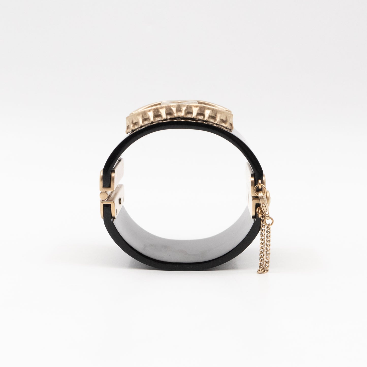 CC Cuff Bracelet with Chain Black and Gold