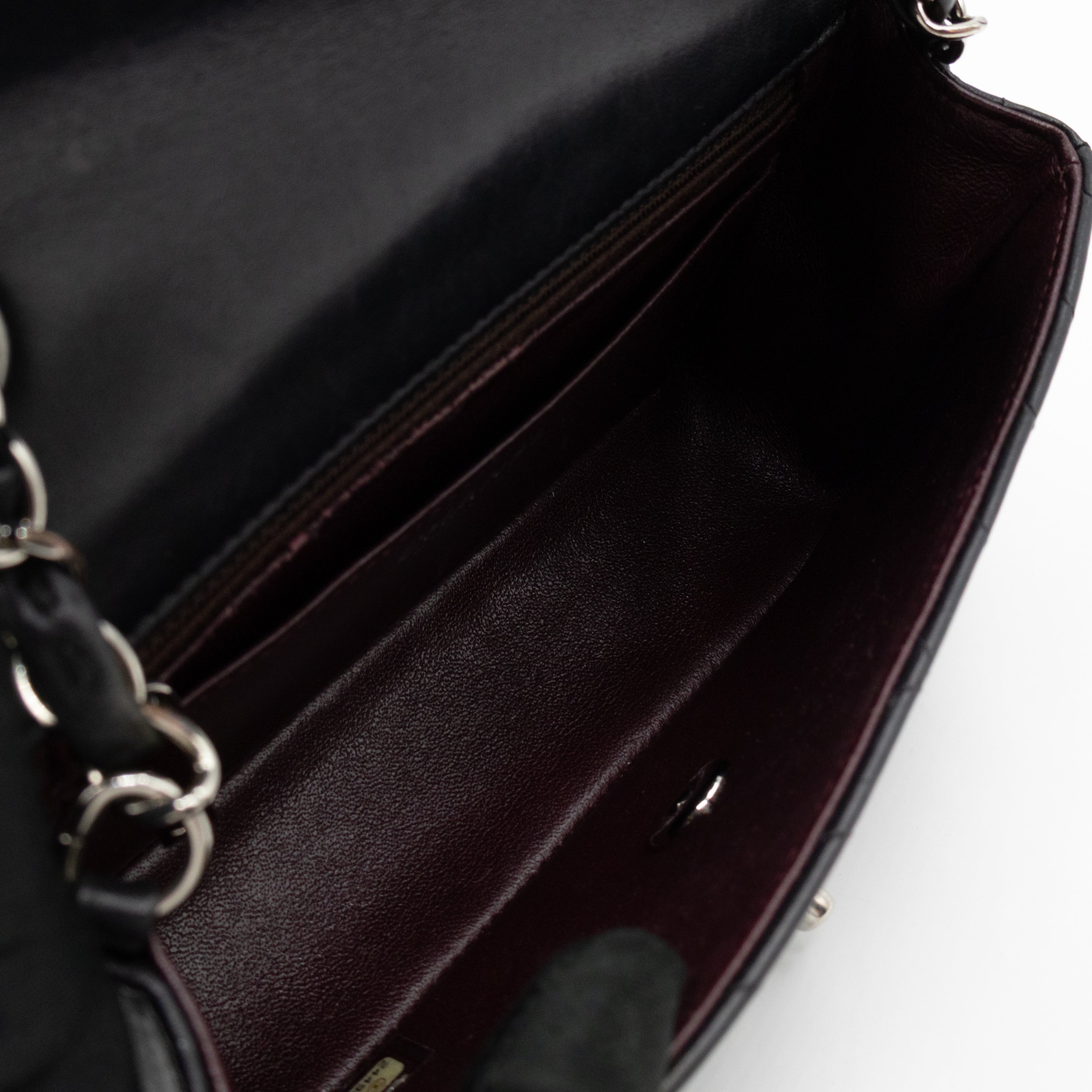 Classic Flap Mini Rectangular Black Chevron Lambskin Leather