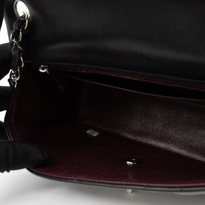 Classic Flap Mini Rectangular Black Chevron Lambskin Leather