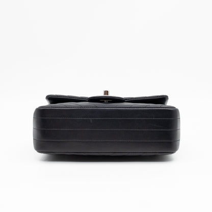 Classic Flap Mini Rectangular Black Chevron Lambskin Leather