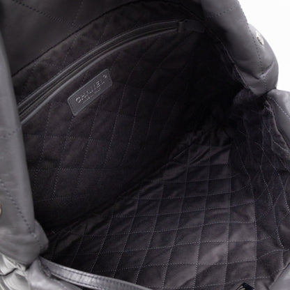 22 Small Dark Grey Calfskin Leather Silver